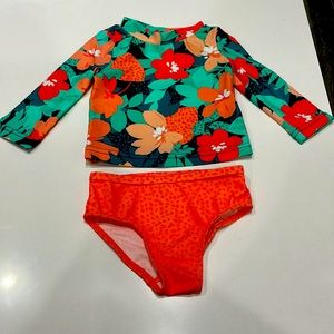 Just one You by carters girls size 3M. 2 piece Rash Guard swimsuit, floral